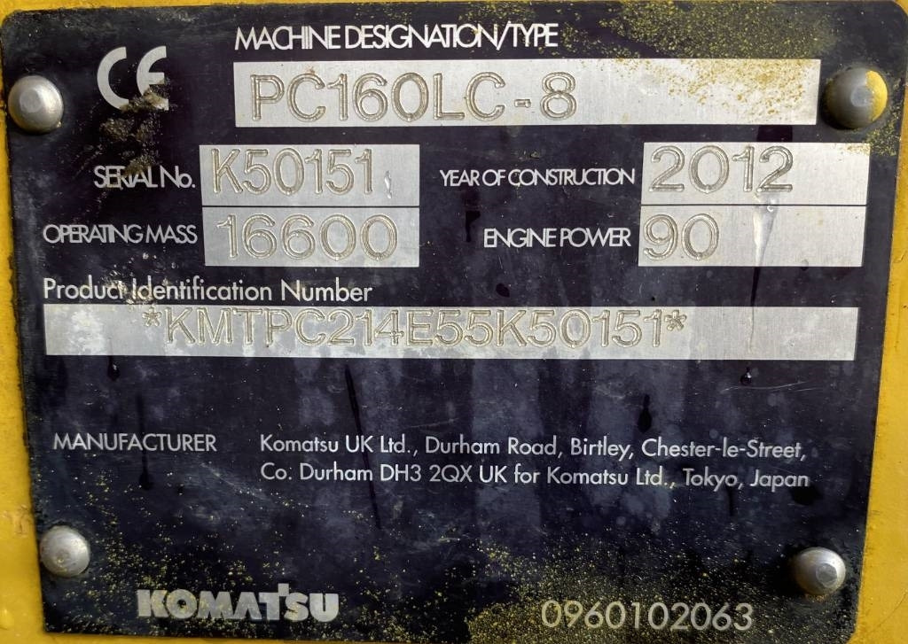 Pelle sur chenille Komatsu PC 160 LC-8 Machine Française Non accidentée