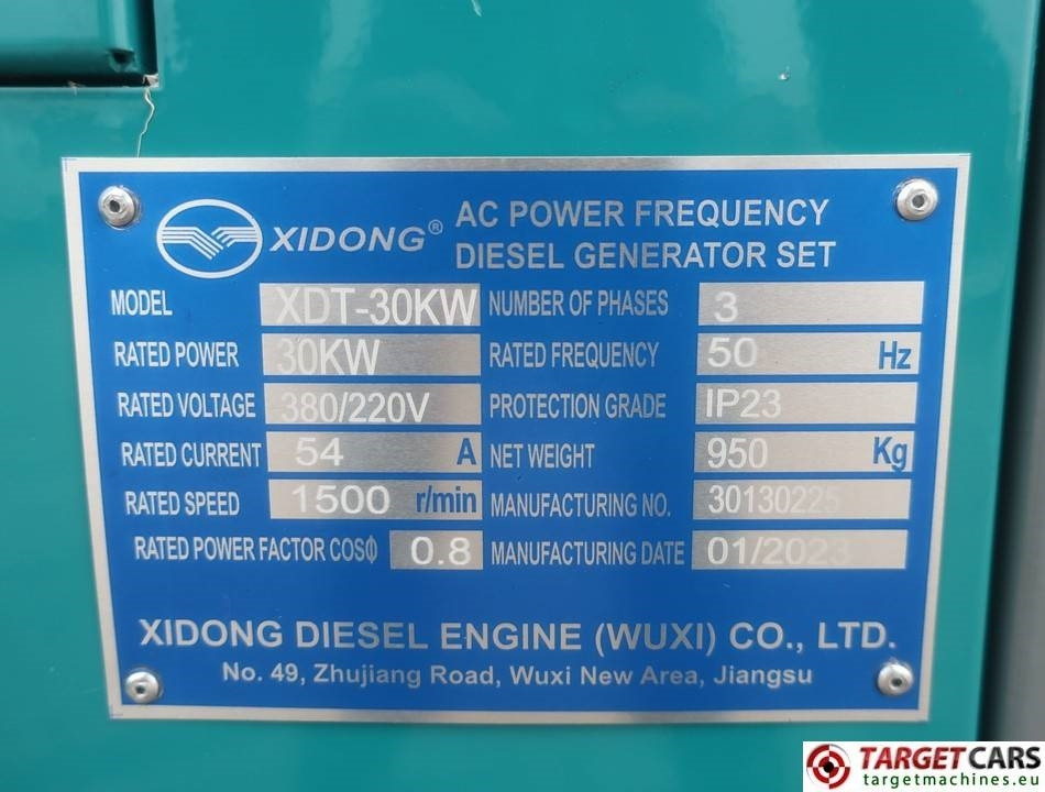 Groupe électrogène neuf Xidong XDT-30KW Diesel 37.5KVA Generator 400/230V