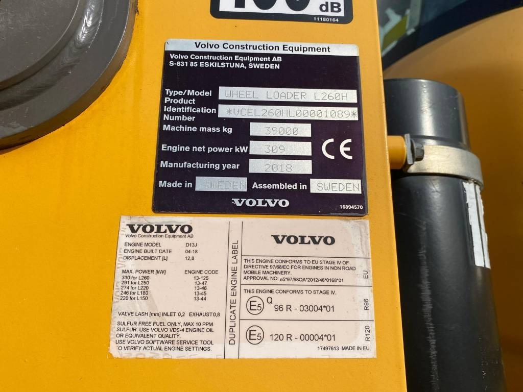 Chargeuse sur pneus Volvo L 260 H (CDC + BSS)