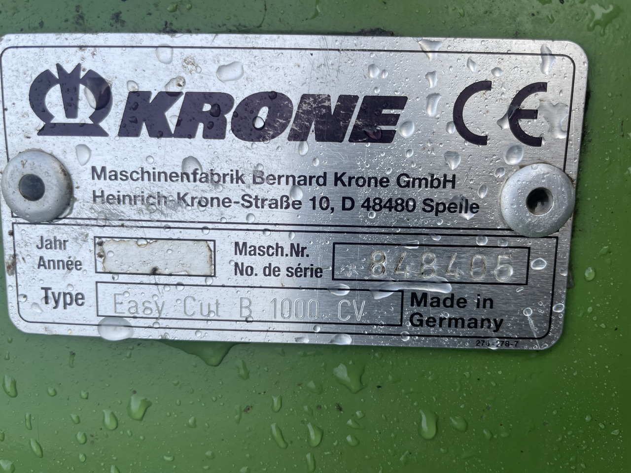 Krone Easycut B 1000 CV en leasing occasion Krone Easycut B 1000 CV