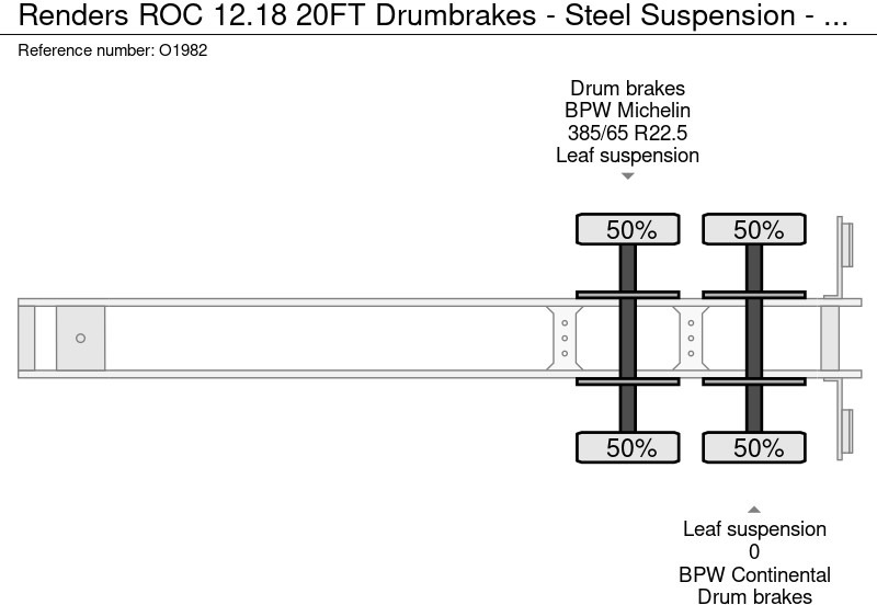 Semi-remorque porte-conteneur/ Caisse mobile Renders ROC 12.18 20FT Drumbrakes - Steel Suspension - 3260KG - 20 Units in Stock (O1982)