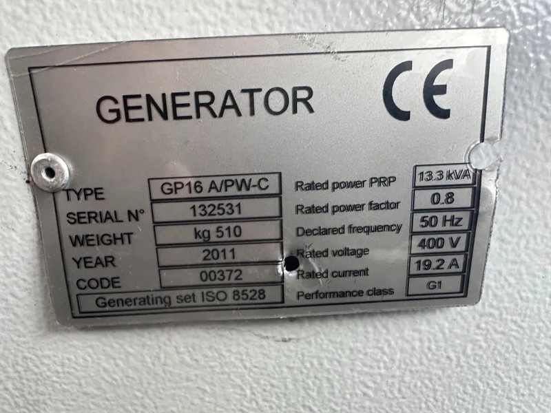 Groupe électrogène Perkins 403D-15 Stamford 13.5 kVA generatorset