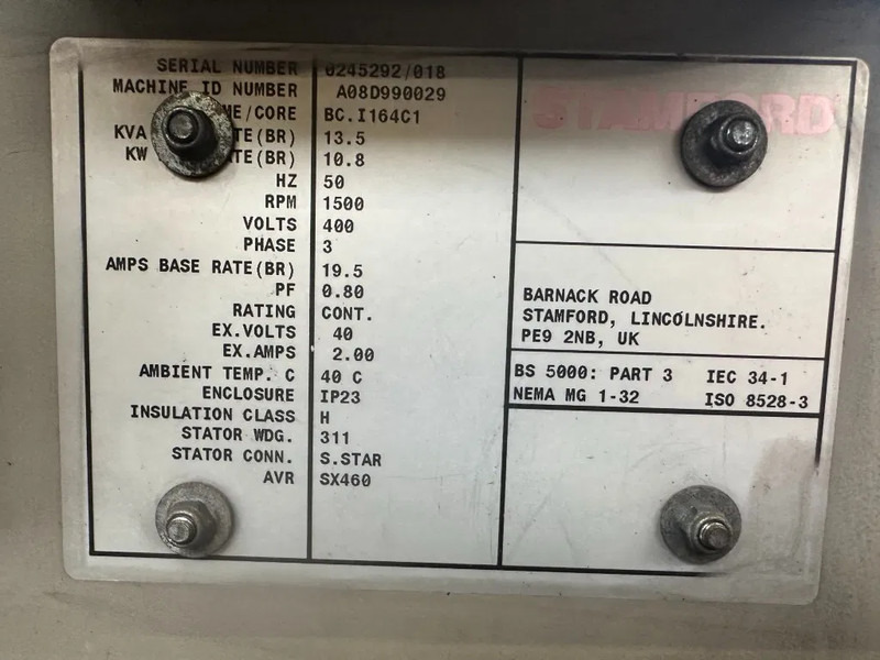 Groupe électrogène Perkins 403D-15 Stamford 13.5 kVA generatorset